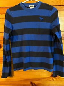 Abercrombie & Fitch Kids Muscle Navy & Blue Shirt Boys Long Sleeve Top Size L