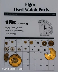 Piezas de reloj usado Elgin 18/18s grado 97, modelo 1, clase 6, número de serie 2071295 - Imagen 1 de 1