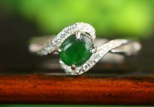 Cert'd Untreated Green Grade A Jadeite Jade Ring Adjustable y08601221