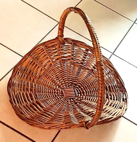 Huge Flower Gathering Basket Magazine Rack Handle 19" x 16" x 15" Woven Wicker Cover