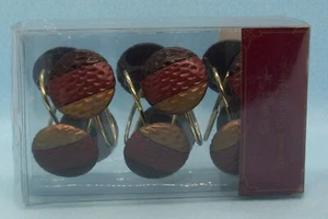 Shower Curtain Hooks Round Set Of 12 Brown Rust Gold Bathroom Resin 1.5" In. - Picture 1 of 6