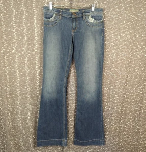 Pantalones de mezclilla acampanados adornados deshilachados Schwartz vintage Y2K Allen B para mujer 29 - Imagen 1 de 12