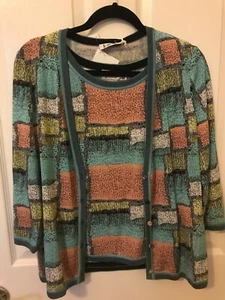 NWT Foresti Multicolor Viscose Patterned Twin Set - Size 52 - Picture 1 of 8