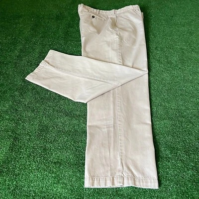 Pantalones Johnston & Murphy Frente Plano Calce Regular Oxford Chino Caqui Y2K Talla 40 Foto 1 de 4