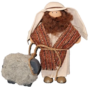 Lizzie High Weihnachtsfestzug Hirte Schaf Puppe Holz Wolle Haaranhänger Krippe - Bild 1 von 9