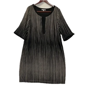 Studio One New York Dress Women’s 22W Black Taupe Textured Crochet Overlay Midi - Picture 1 of 13