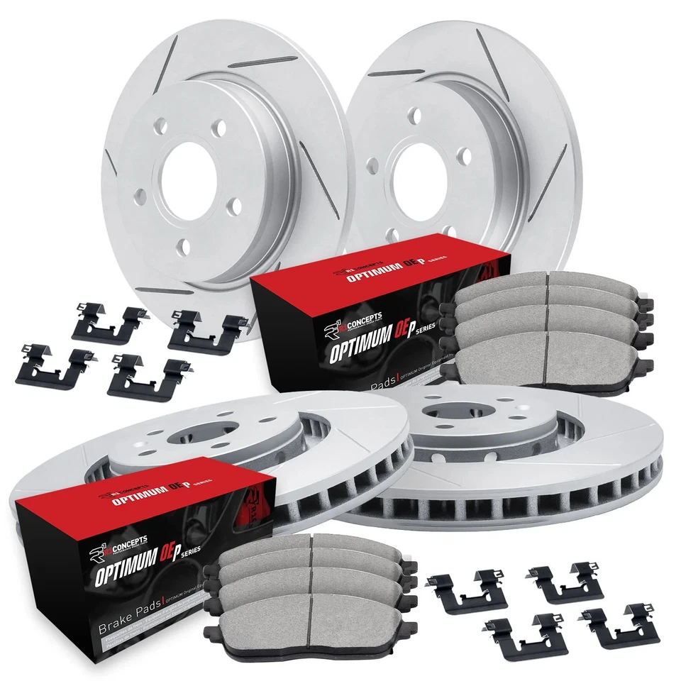 For Volvo 240 90-93 R1 Concepts Slotted Front & Rear Brake Kit w Optimum Pads Foto 1 de 1