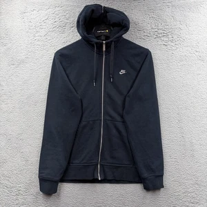 Felpa Nike con cappuccio uomo grande nera full zip swoosh felpa maglione pile Y2K Boxy - Foto 1 di 8