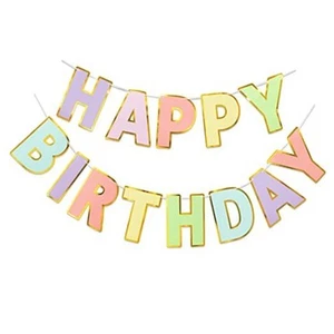 Happy Birthday Banner & Sign - 9ft Pre-Strung No Assembly | Pastel Birthday - Picture 1 of 8