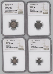 1839 Great Britain (Queen Victoria, Young Head) MAUNDY 4-Piece Coin Set NGC MS6 - Picture 1 of 14