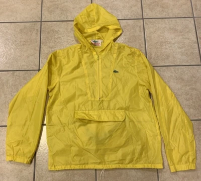 VTG Mens Large Alligator Lacoste Yellow 1/2 Zip Hooded Windbreaker Pullover - Image 1 of 4