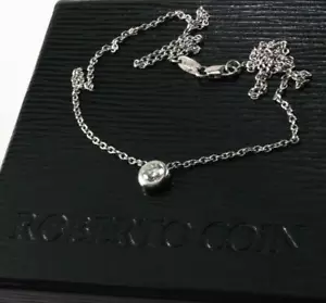 JUEGO DE COLLAR COLGANTE DE BISEL SOLITARIO DIAMANTE ORO BLANCO 14K MONEDA 0,5ctw ROBERTO - Imagen 1 de 12