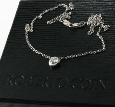 ROBERTO 硬币 14K 白金钻石 0.5 克拉单色表圈套装项链吊坠 — 第 1/4 张图片