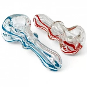 2.5" Transcendent Lines Artistry In Clear Glass Hand Smoking Pipes - 2pk, RKD81 - Picture 1 of 3