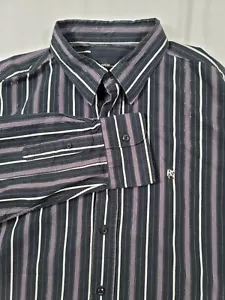 Rare Rocawear R+ Logo Long Sleeve Button Down Shirt Black Purple Silver Size XL - Picture 1 of 10