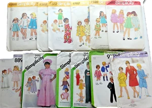 Huge Lot 11 Simplicity Sewing Patterns Children Size 1/2 up to 6 VTG 70's & 80's - Picture 1 of 23
