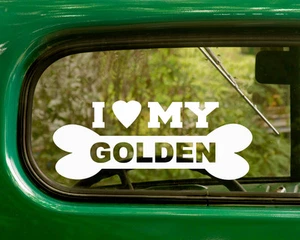 2 I LOVE MY GOLDEN RETRIEVER DOG DECALs Breed Sticker Car Truck Laptop Window - Picture 1 of 1