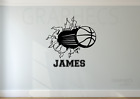 Personalized Basketball Breaking Through Wall Decal Custom NAME Vinyl Sticker