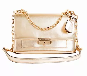 Michael Kors Damen Tasche Umhängetasche Cece MD Flap Pkt Shldr Pale Gold Neu - Bild 1 von 11