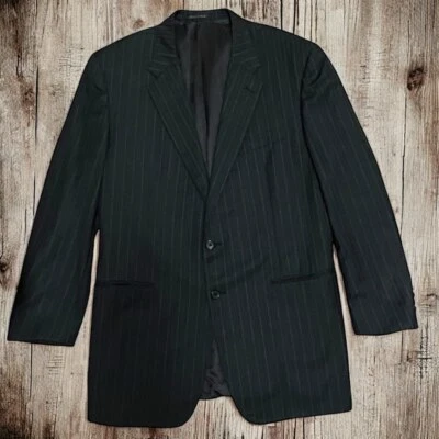 Corneliani for Saks Fifth Avenue Blazer 46L Charcoal Pinstripe Wool Super 130s I - Image 1 of 4