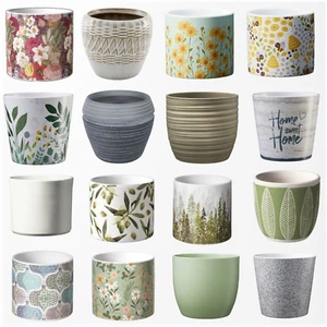 Ceramic , Cement Indoor Plant Cache Pots, Patterned and Plain, No Drainage Holes - Picture 1 of 254