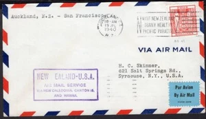 301 NUEVA ZELANDA A EE. UU. FFC PRIMERA CUBIERTA DE VUELO 1940 AUCKLAND - SAN FRANCISCO - Imagen 1 de 2