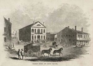 1856 Salem Massachusetts Market House Derby Square Court House Tabernáculo - Imagen 1 de 3