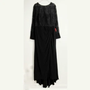 Mac Duggal Kleid Kleid Damen Größe 18W schwarz Spitze Illusion Langarm Neu ohne Etikett $ 398 - Bild 1 von 13