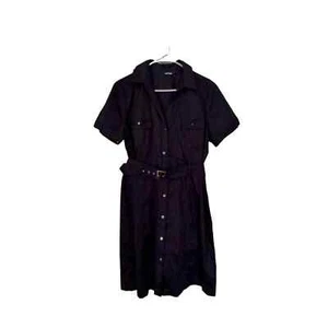 NWOT APT. 9 women's black button down Belted pocketed dress Rockabilly size 18 - Picture 1 of 2