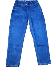 Mädchen Denim Jeans Blau High Waist Hose Mom Style Button Fly 100% Baumwolle - Bild 1 von 6