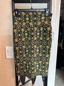 Lularoe Cassie Skirt XS Black Green Blue Floral Filigree Halloween Kaleidoscope - Picture 1 of 5