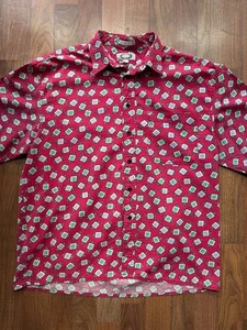 Vintage Members Only Button Short Sleeve Shirt All Over Geometric Print LRG - Picture 1 of 7