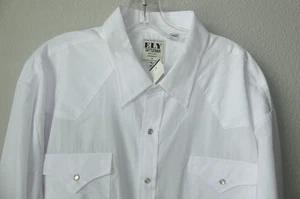 NWT Ely Cattleman 3XLT Pearl Snap Shirt Button Up Western White Long Sleeve Tall - Picture 1 of 11