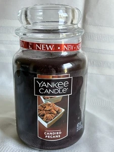YANKEE CANDLE Candied Pecans Large 22 oz Glass Jar with lid New Old Stock - Picture 1 of 6