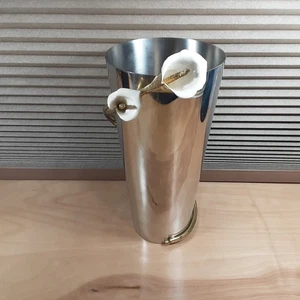 Michael Aram Calla Lily große Vase Edelstahl, weiße Emaille & Messing  - Bild 1 von 10