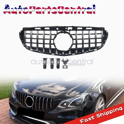 Parrilla delantera cromada para Mercedes W212 E300 E350 E400 GT 2014-2016 estilo R Foto 1 de 4