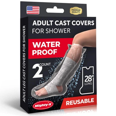 100% Waterproof Cast Covers for Shower Leg - Tight Seal - Reusable Adult 2Pk Hal - Image 1 of 4
