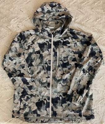 HUK Pursuit Jacket MensL Blue Camo Full Zip Wind Resistant Waterproof EUC - Image 1 of 4