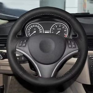 Alcantara Steering Wheel Cover Genuine Leather For BMW E90 320i 325i 330i 335i - Picture 1 of 16