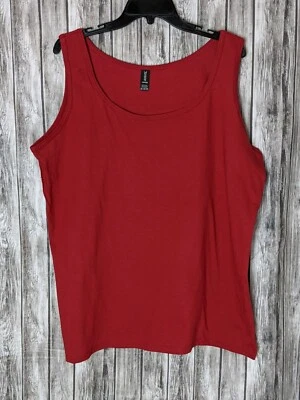 Camiseta sin mangas para mujer talla grande de algodón rojo color liso nueva sin etiquetas talla 2XL Foto 1 de 4