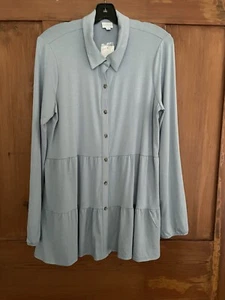 NWT New Directions Blue Knit Tunic Top Large Women’s - Picture 1 of 5
