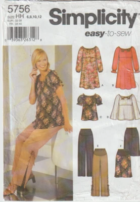 Simplicity 5756 Misses Maternity Dress or Top, Pants, Skirt; Size 6-12, FF - Image 1 of 2