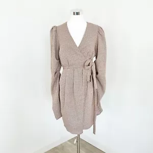 Mossman The Check Mate Mini Wrap Dress Size 10 Houndstooth V-Neck Long Sleeve - Picture 1 of 11