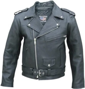 All State Leather AL2040 – Men’s Naked Cowhide Leather Jacket Motorcycle Size 56 - Picture 1 of 3