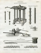 SHIPS - Capt. Bollon's machine for Drawing Bolts - Vintage Print  #J343