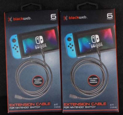  2 Blackweb Extension Cable for Nintendo Switch 6 FT Full Speed Power & Docking - Image 1 of 2
