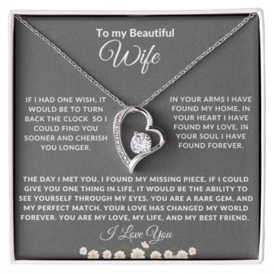 To My Beautiful Wife Forever Love Personalized Necklace With Message Card Gift - Image 1 of 4