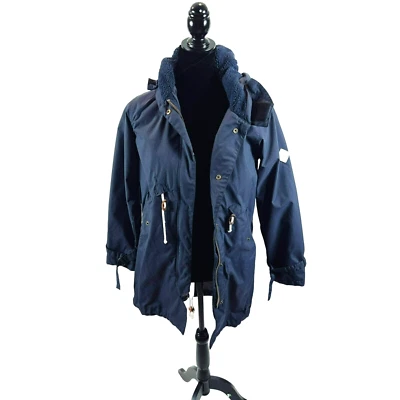 Burton Fleece Lined Windbreaker Field Jacket Snap Zip Hooded Navy Blue Medium - Image 1 of 4