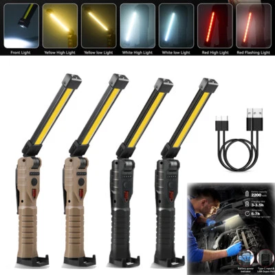 Magnetic LED COB Work Light USB Rechargeable Flashlight Folding Inspection Torch - Image 1 of 4