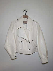 Chaqueta Moto Free People Alexis Cuero Vegano XS Blanco Crema Cuadrada - Imagen 1 de 8